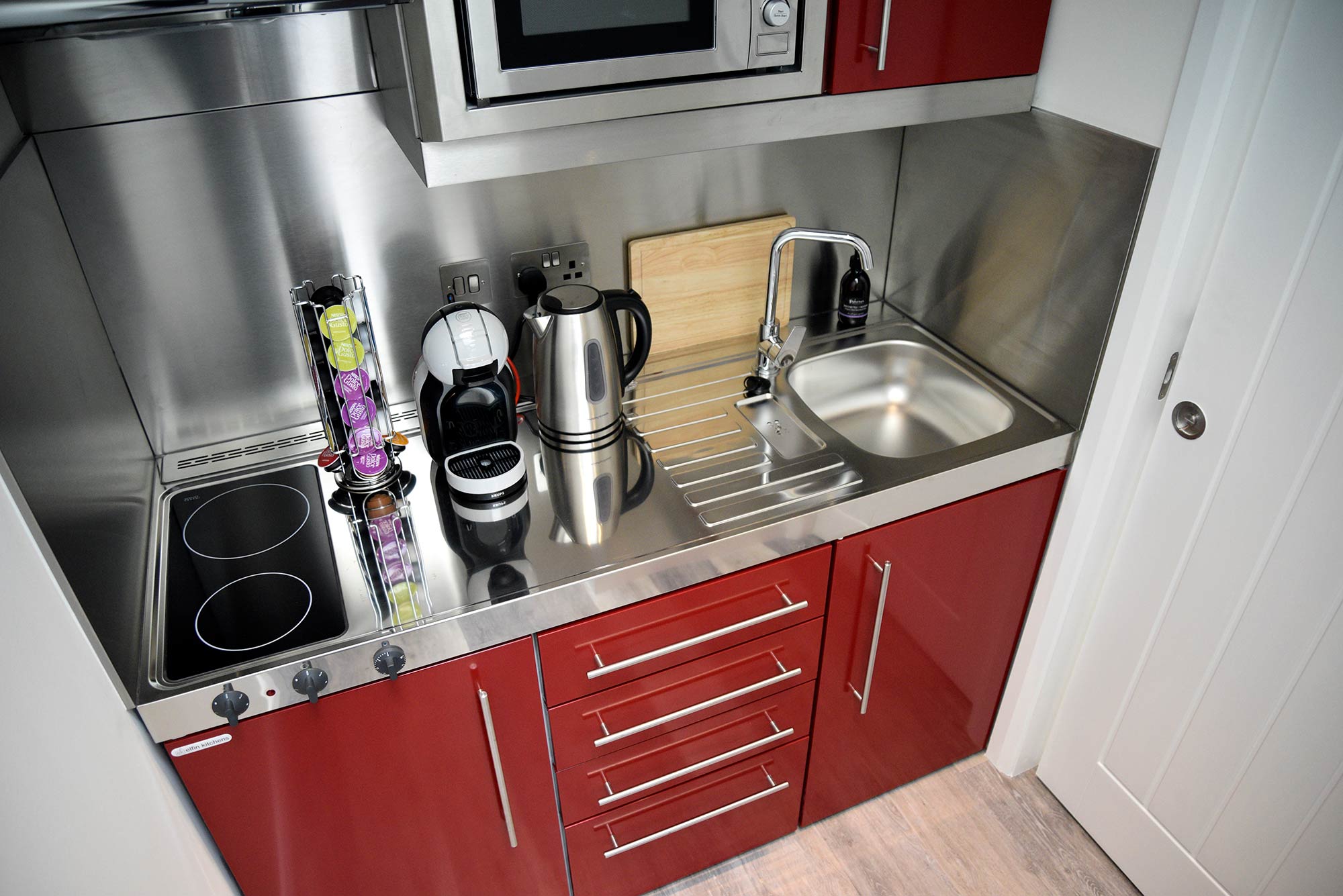modern kitchen with coffee machine